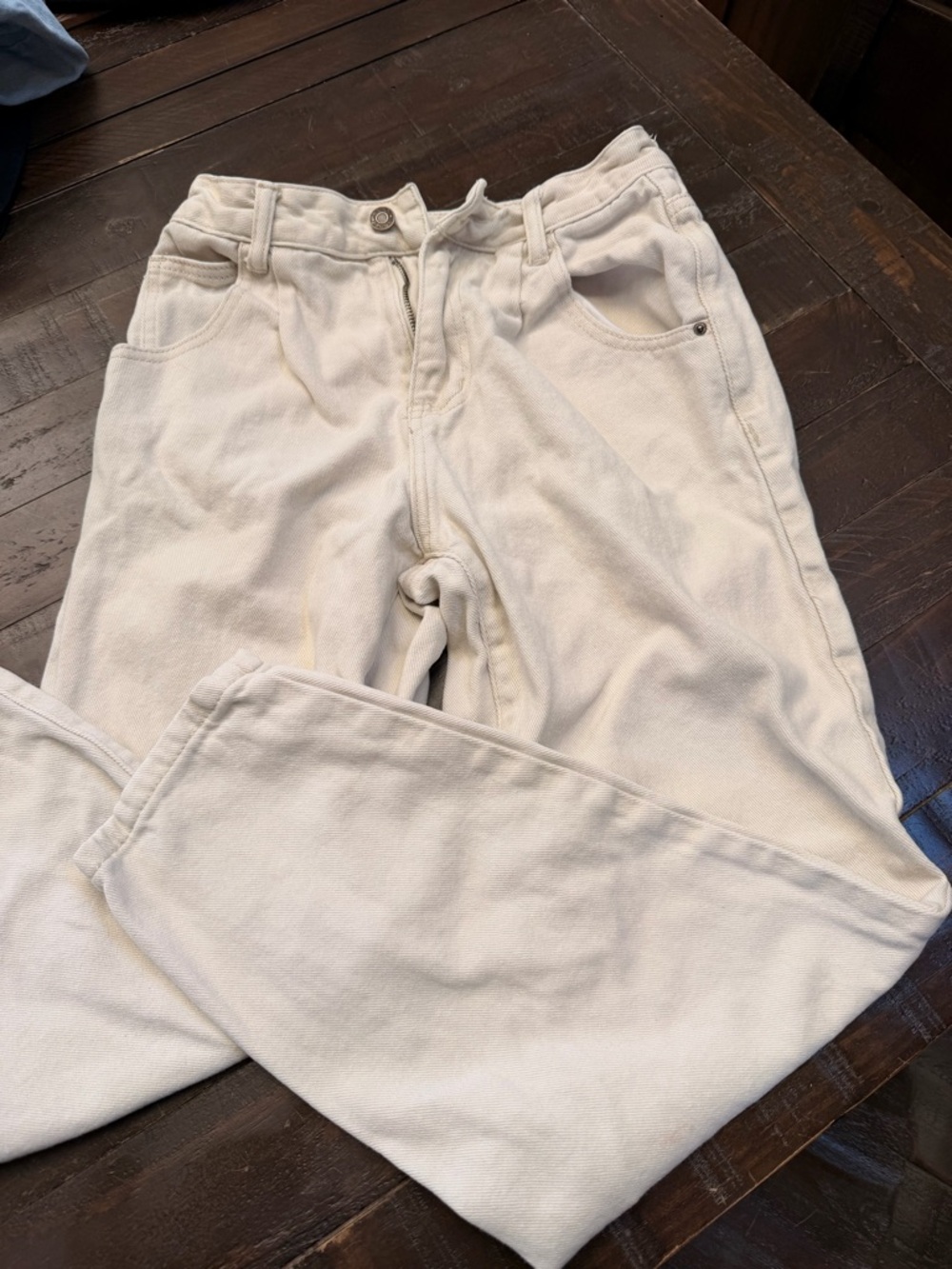 SHEIN Cream Straight Leg Jeans